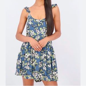 Free people scoop neck floral blue dress size L